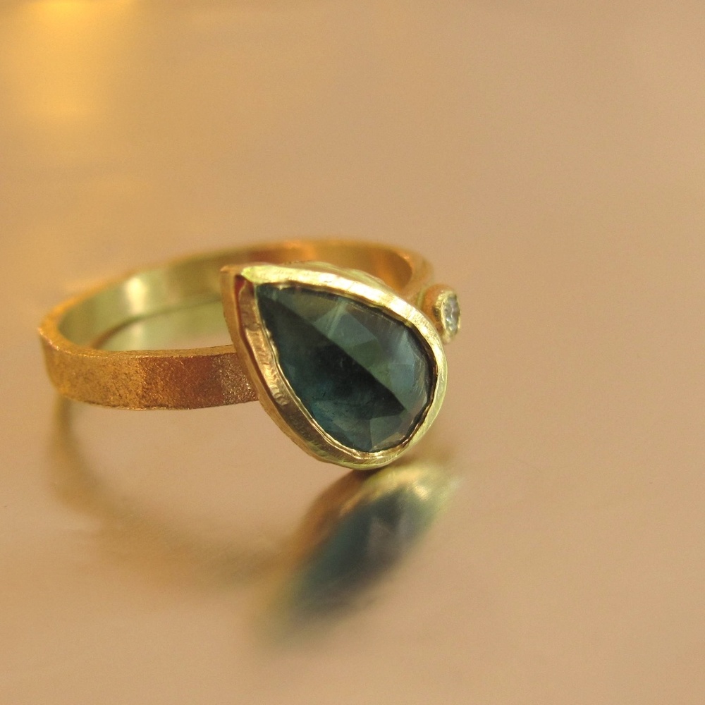 Engagement ring. Tourmaline and diamond ring.